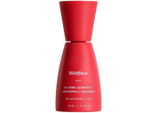 Red serum bottle with 'Wildfleur' branding on a white background